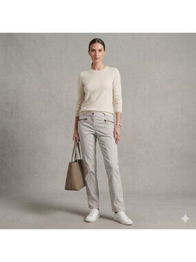Veronica Beard Grey Utility Pants 8 Equestrian Seam Faux Pockets Stretch Career